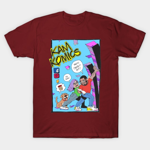 Kam Komics_follow Kam Komics_tshirt T-Shirt by Kam Komics 